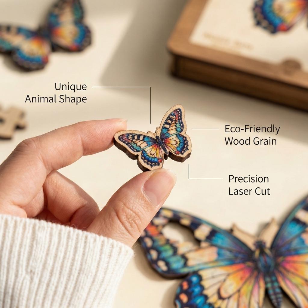Wooden Butterfly Shaped Puzzle 3 6MM Thick Nature Inspired Jigsaw Puzzle for Adults and Teens Unique Animal Design Educational Game