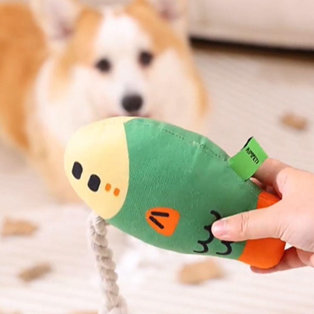Fish Shaped Dog Squeaky Toy Plush Grind Teeth Toy Cute Chew Play Toy  for Relieve Boredom