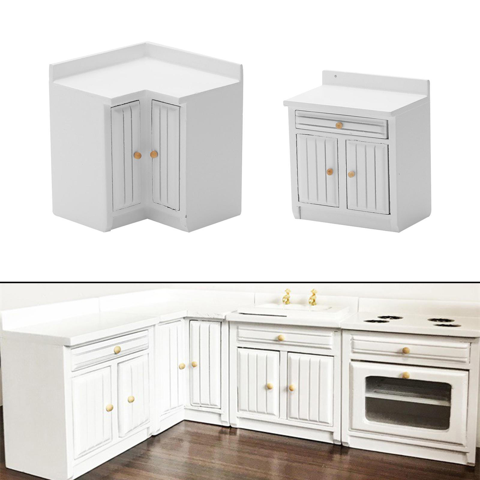 

2 шт. Миниатюрный 1/12 Деревянный Шкаф с Угловым Шкафом Модель Принадлежности Декор Аксессуары