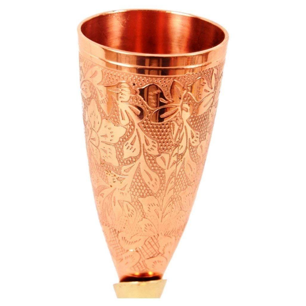 Embossed Goblet Design Copper Brass Flute Champagne Glass, Barware