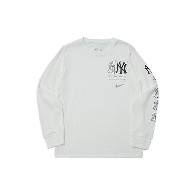 Nike Moletom Colaboração MLB Estampa Logo New York Yankees Gola Redonda Manga Longa Moletons Infantil Branco 3Z3B7SBHK-NYY