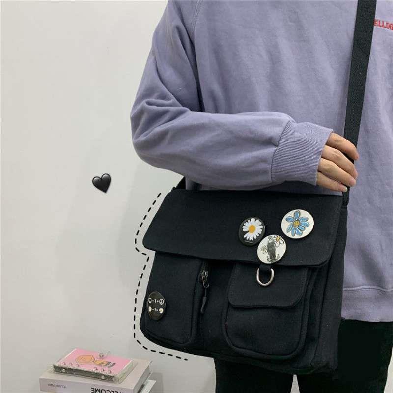 Youth Fashion Canvas Diagonal Crossbody Bag Casual Version Ladies Shoulder Bags Solid Color Women Messenger Bags