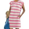 Women's Fashion Striped Patchwork Casual Loose Dresses