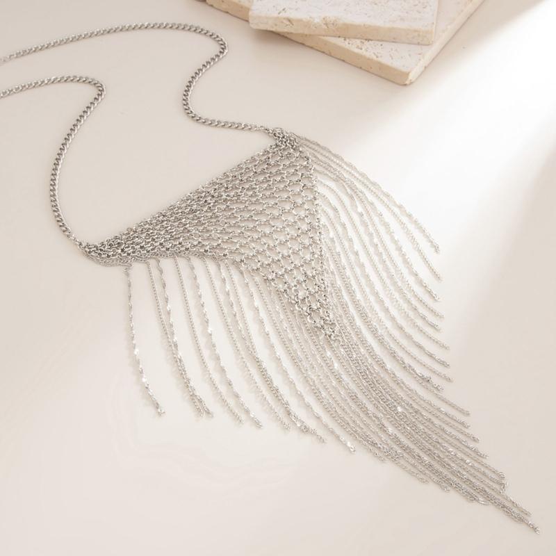 Vintage Inspired Layering Fringe Necklace Lightweight Iron Chain Offering Comfort For Extended Wear Handwoven Design
