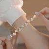 Elegant Cat Claw Pearl Bracelet for Women Zircon Splice Flower Minimalism Bilayer Temperament Accessories Fashion Jewelry Gifts
