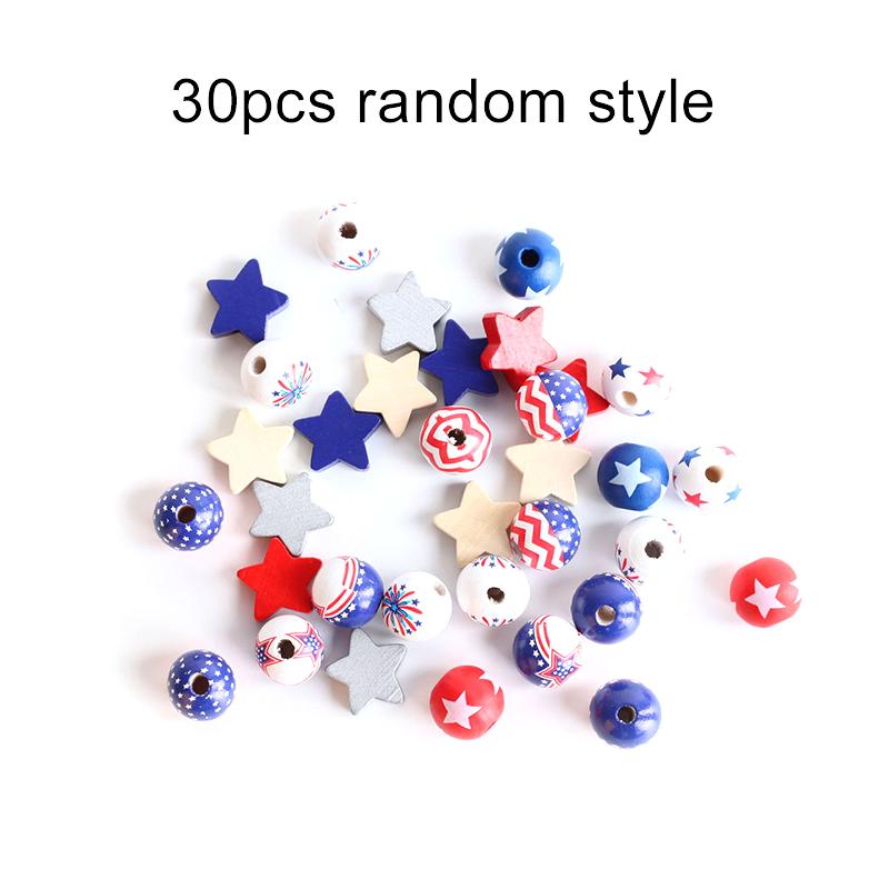 

Деревянная бусина жемчуг DIY аксессуары патриотичная пятиконечная звезда округлость ручная россыпь бусин День независимости цветное украшение TMZ