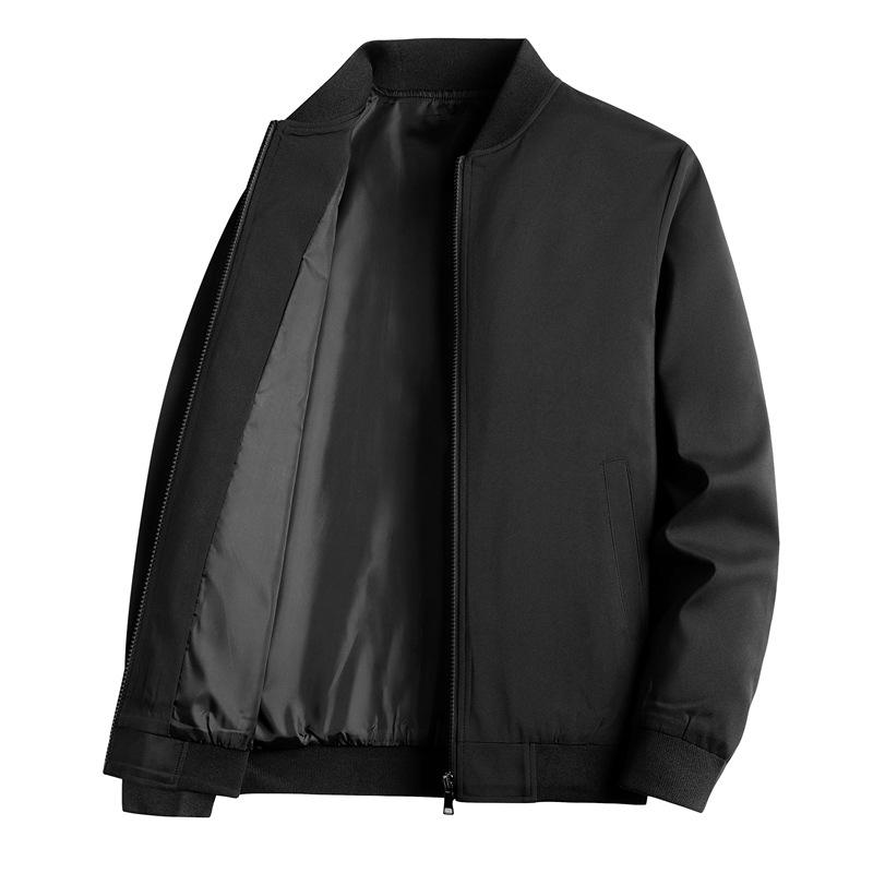 

Men s Mid-Length Fleece-Lined Lambswool Baseball Jacket for Spring, Autumn, and Winter. L