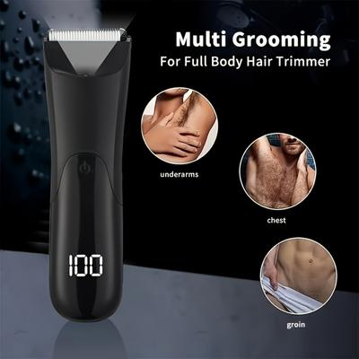 Body Hair Trimmer Waterproof Groin Hair Trimmer Ceramic Blade Electric Body Hair Shaver With 2 Guide Comb Body Groomer