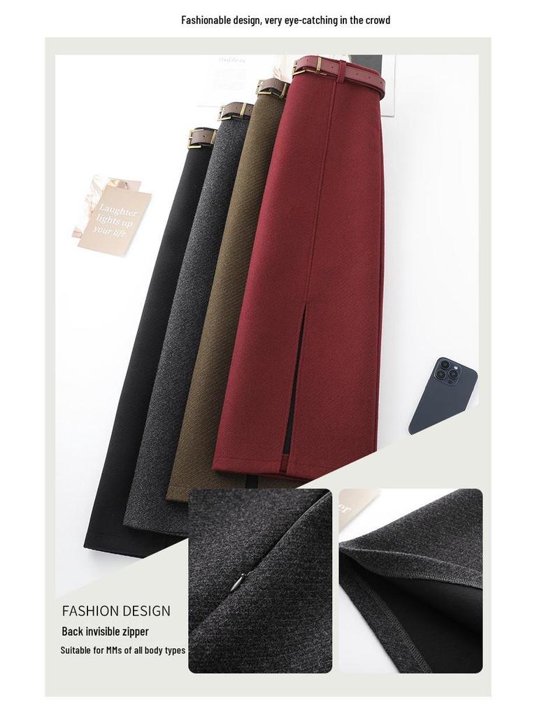 Woolen High-Waist A-Line Midi Skirt for Women - Winter 2025 Collection