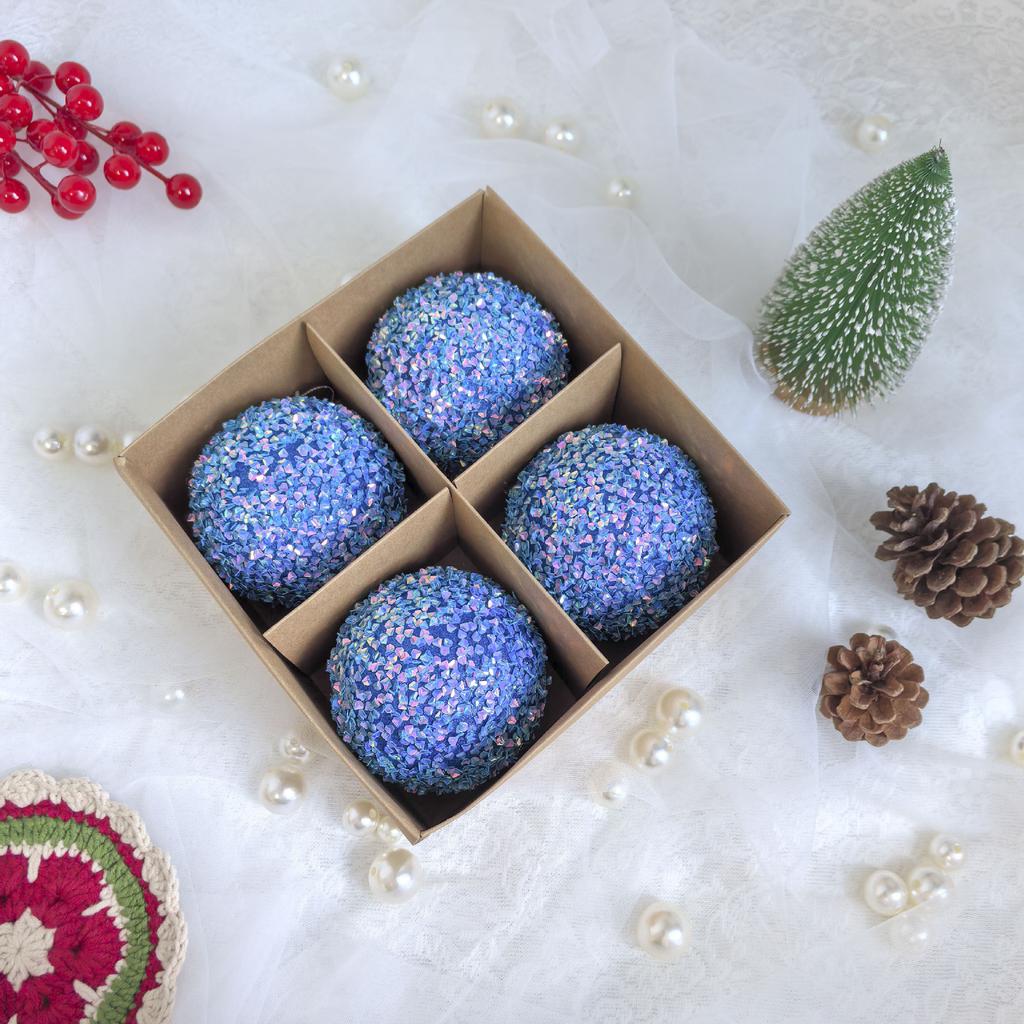 4 Pieces/Set of Diamond Sequins Glitter Christmas Balls Holiday Supplies Christmas Tree Pendants Gifts Giveaways Window Dressing