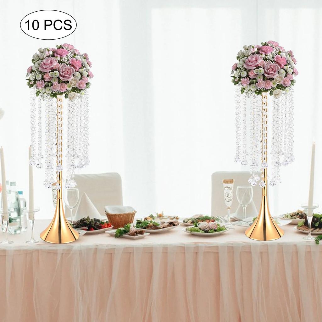Luxurious Acrylic Crysta(21.9"/55.6cm H) 10Pcs Flower Stand Wedding Centerpieces on Floor
