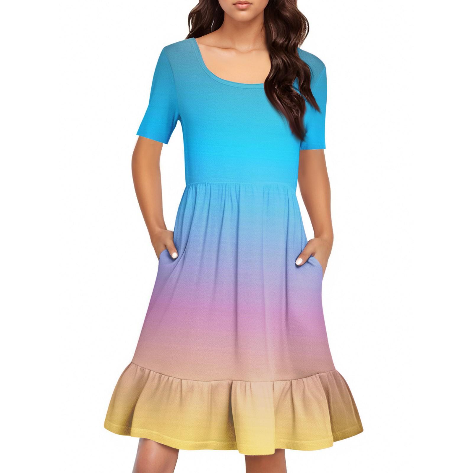 

Женское повседневное платье с круглым вырезом и короткими рукавами Платье со складками на талии Платье с складками на талии XXXL