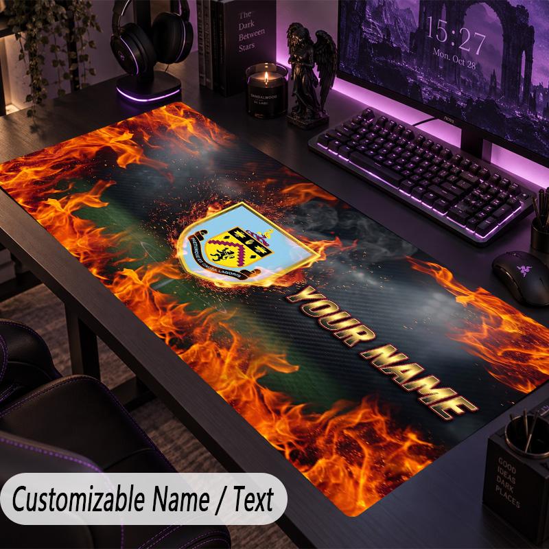 Custom Text Big Mousepad, Extended Desk Pad For Laptop Work GameBurnley Football
