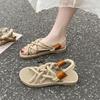 European and American hemp rope sandals woven Roman beach sandals flat bottom