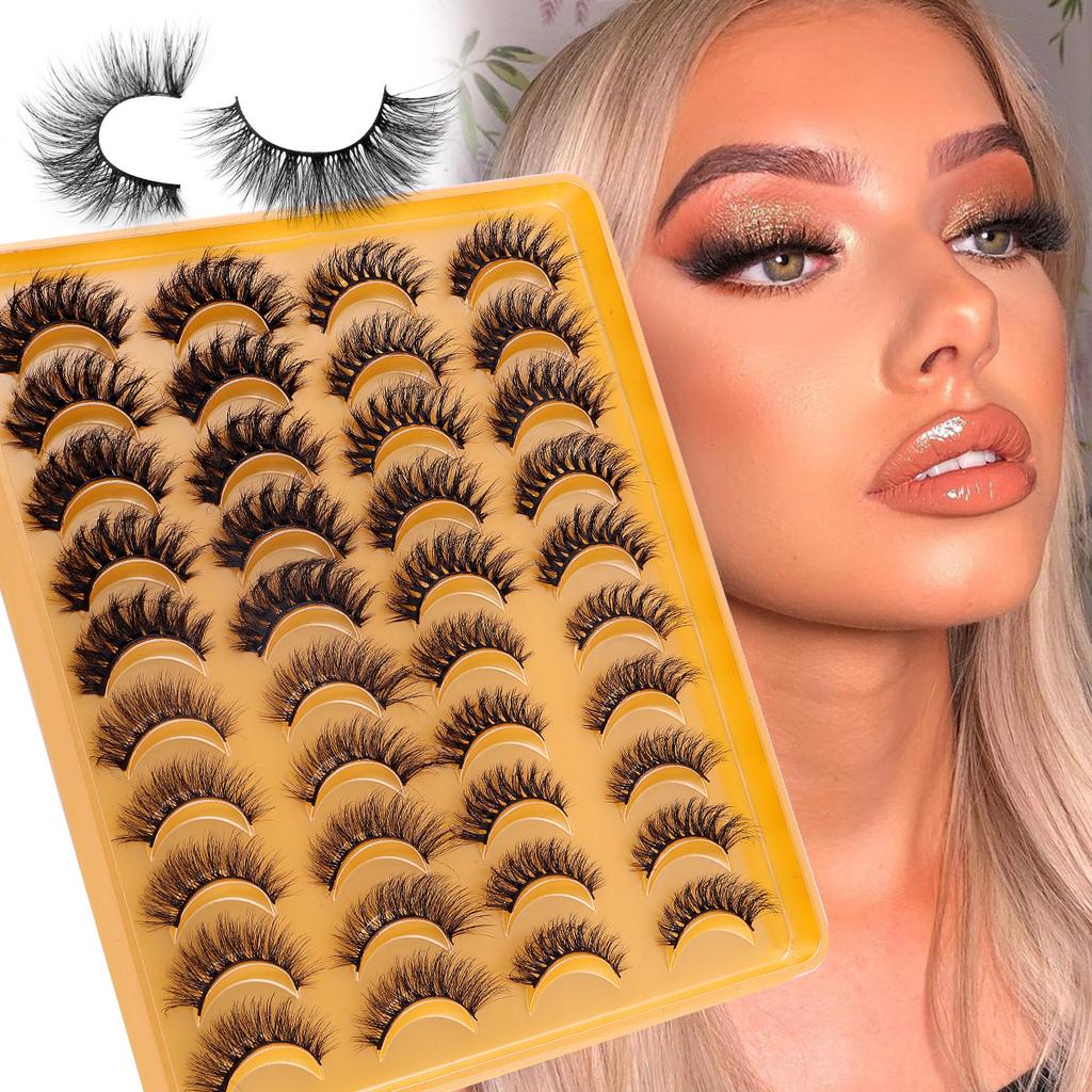 20 Pairs Of Thick Fried False Eyelashes Naturally Curled Imitation Mink Eyelashes