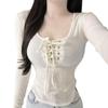 Lace-Detail Women's Long-Sleeve T-Shirts for Spring & Autumn 2025
