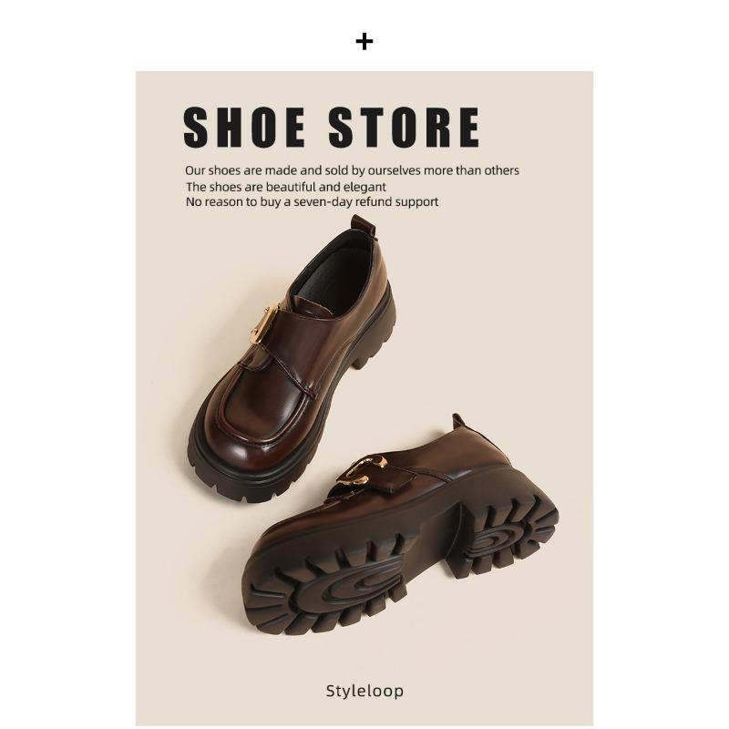 

Маленькие кожаные туфли женские весенние новые на платформе с внутренней высотой подъема черные кожаные туфли Мэри Джейн 39 коричневый