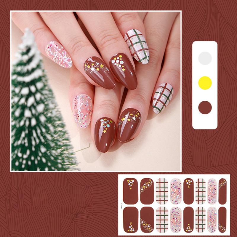 Christmas Series Full Cover Nail Stickers Snowflake Nail Decal Women Self Adhesive Manicure Designer Nail Art Sticker Decoration