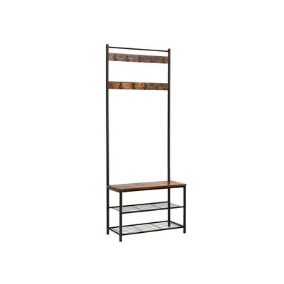Coat Rack, Coat Stand with Shoe Storage Bench, Hall Tree with Shoe Rack, 3-in-1 Design, Steel Frame, for Hallway, Entrance, 32 X 70 X 175 Cm