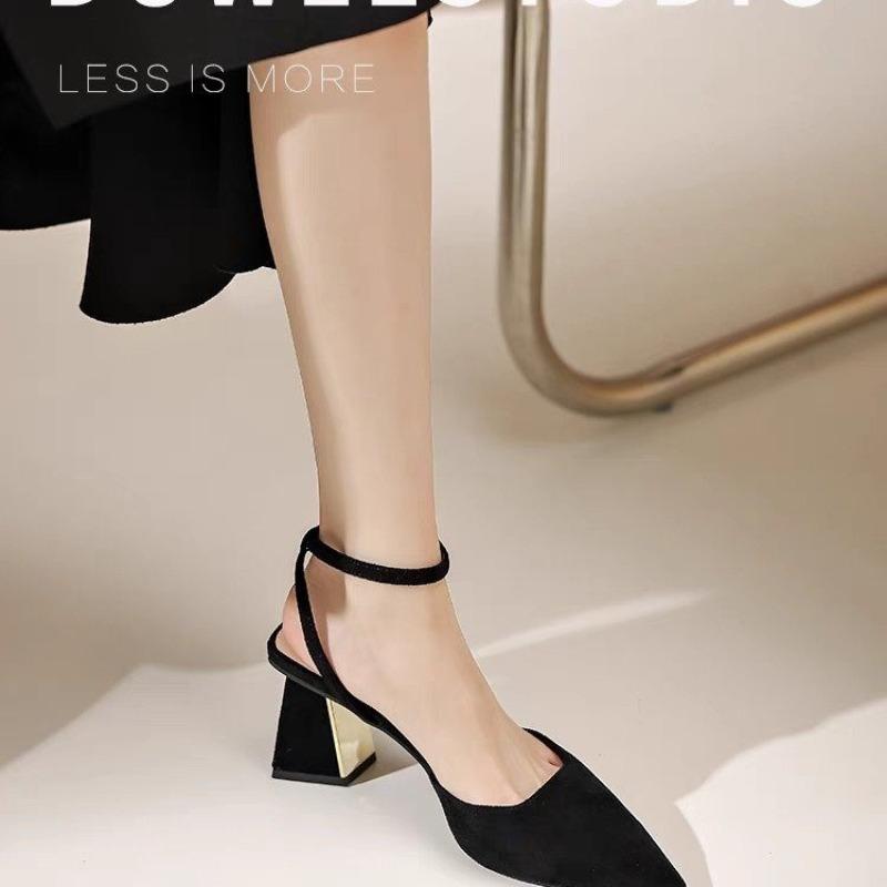 fashion Summer New Pointed Fashion One Line Buckle Style Shallow Mouth Sandals Women's Comfortable Banquet Shoes Pumps Mujer Zapatos