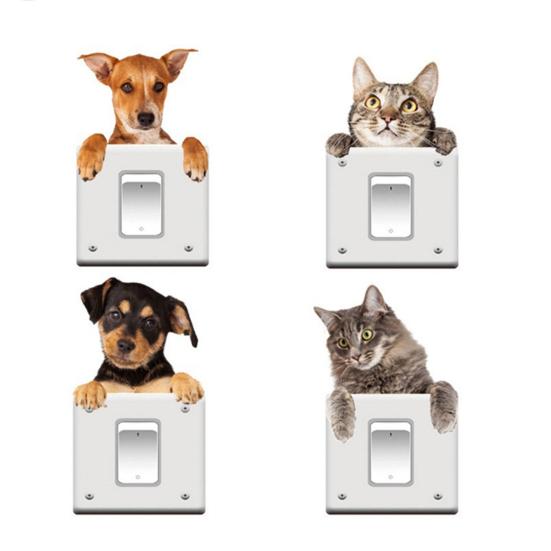 4Pcs/Sheet Sticker Cartoon Shape Removable PVC Home Wall Sticker for Living Room