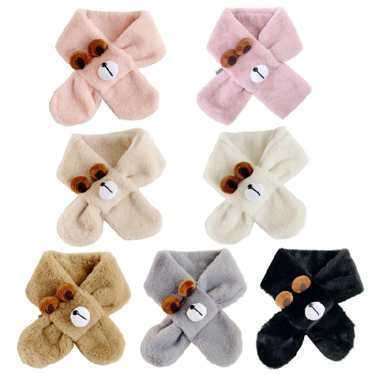 Girls Neck Scarf InsStyle Baby Cartoon Scarf Furry Plush Neck Warmer for Outdoor