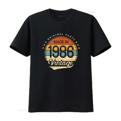 Klassisches Vintage 1986 Geburtstag Geboren in Retro T-Shirt vintage Gewaschenes Oberteil Für den Alltag mode Lässig Streetwear homme