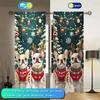 2 Stück Französische Bulldogge Weihnachten Bedruckter Vorhang für Weihnachts-Heimdekoration - Stangentasche Fensterdekoration für Schlafzimmer, Büro, Küche