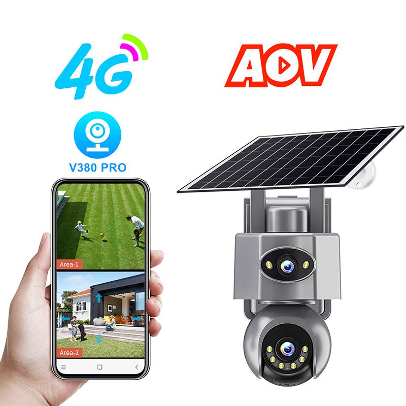 V380Pro AOV Solar-Powered 4G Outdoor Waterproof 360-Degree Remote Monitor Binocular Camera
