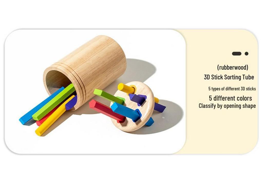 Solid Wood Sorting Bin: Color & Shape Recognition Toy for Ages 3-6