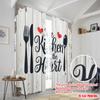 2pcs,2D plane printing Popular Curtains Heart of Kitchen Durable 100% Polyester Fabric (without rod) Decorations Inside Use for