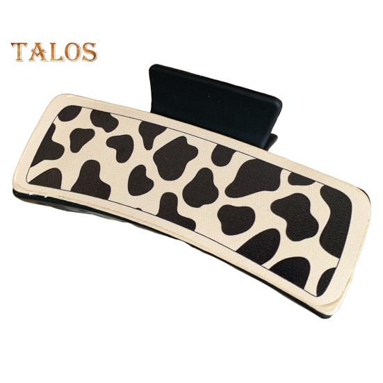 

1/4 шт., заколка для волос с когтями для ванны и головы, заколка для волос с принтом коровы в стиле вестерн, цветочный дизайн, большие аксессуары для волос из искусственной кожи D