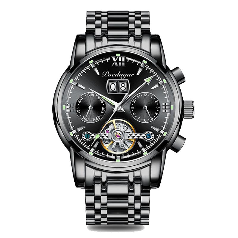 POEDAGAR Business Watch Men Luxury Fashion Stainless Steel Sport Watches Masculino