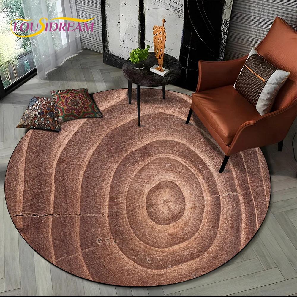 Ultimo Tappeto Rotondo con Linee Effetto Legno Colorato 3D, Tappeto per Soggiorno Camera da Letto Divano Stanza dei Giochi Bambini Decorazione, Antiscivolo per Animali Domestici Regalo