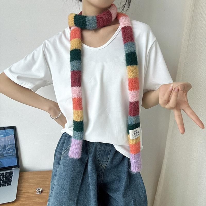 Colorblocks Striped Scarf Soft Comfortable Scarves Autumn Winter Neckerchief for Autumn and Winter Comfortable