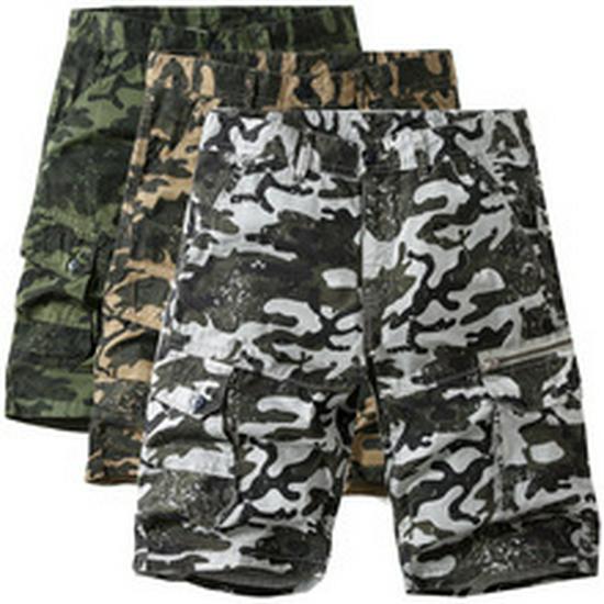 Men's Large Camouflage Multi-Pocket Loose Work Shorts
