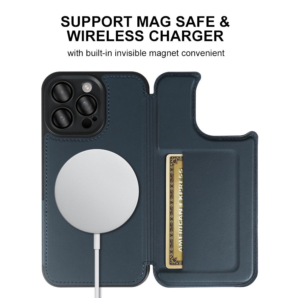 Für iPhone 14 Pro Max Magnetische Hülle RCS Umweltfreundliche Klapphülle mit Ständer RFID-Blockierung