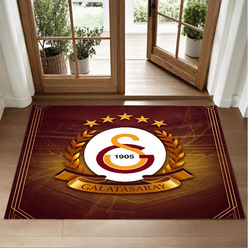 Galatasaray FC Design Crystal Velvet Rug Soft Decorative Mat for Bedroom Entrance