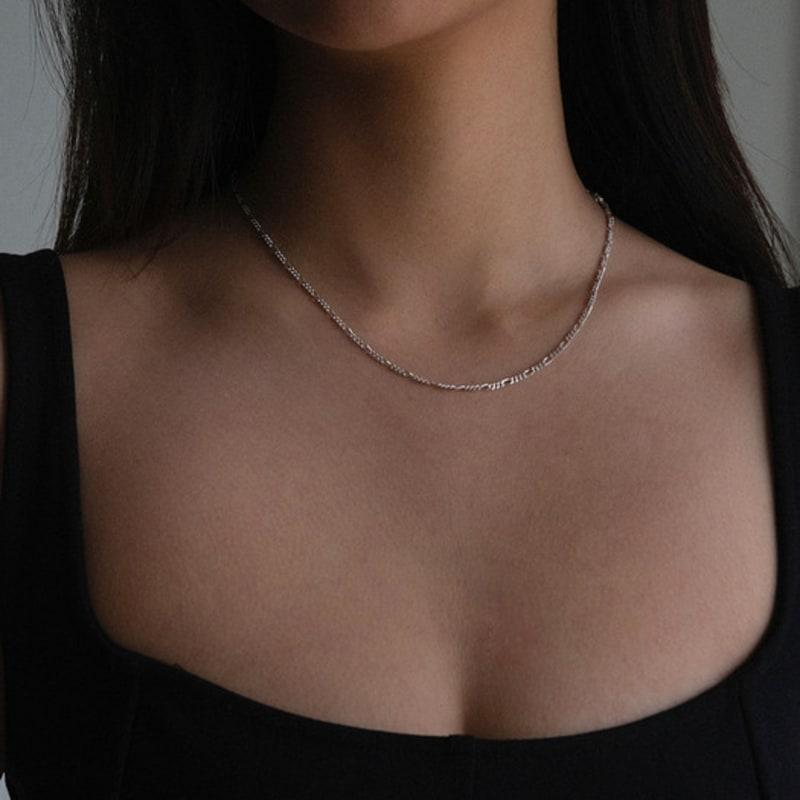 Another Layer Basic Figaro Necklace (silver925) (2color)