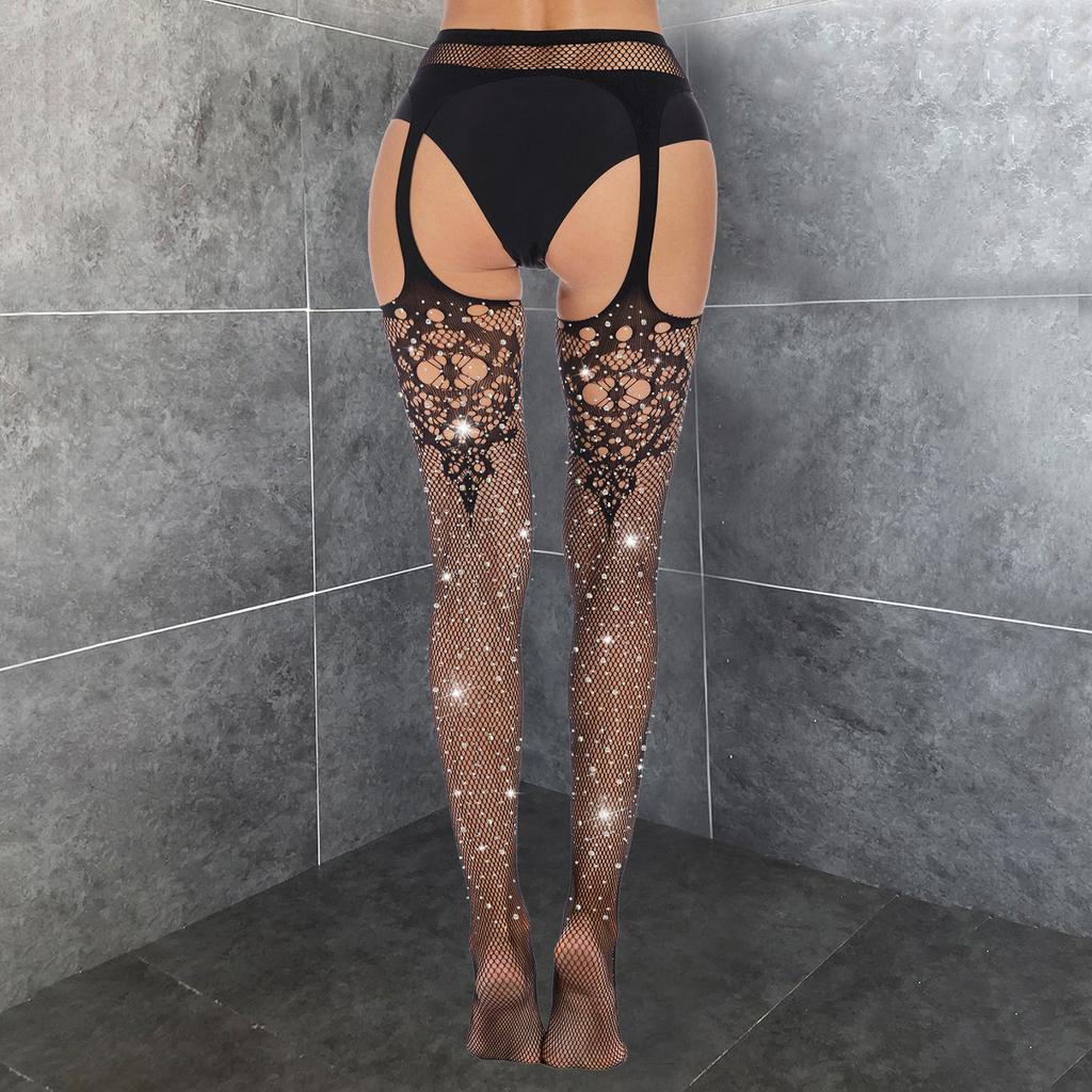 Women Sexy Fishnet Hollow Pantyhose Thigh High Socks Lingerie Floral Lace Stockings