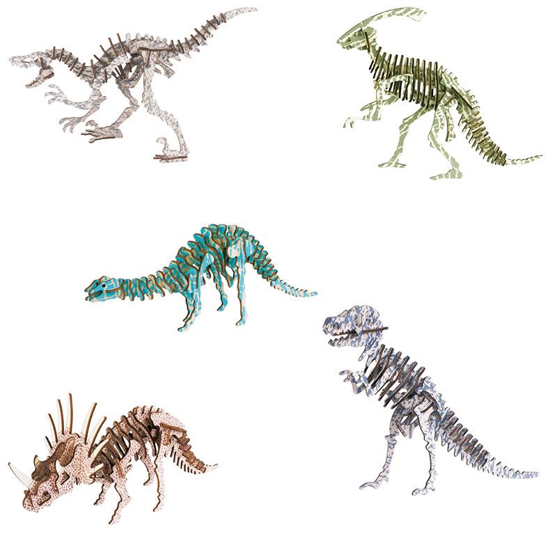 Wooden T-Rex 3D Puzzle Model Laser Version Diy Children'S Educational Simulation Kindergarten Gifts Back To School Season Gifts