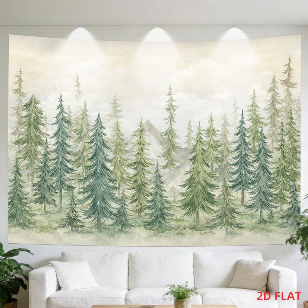 Bohemian Forest Landscape Wall Tapestry Hanging Tropical Evergreen Trees Mural Wall Decor for Living Room Bedroom Polyester Art