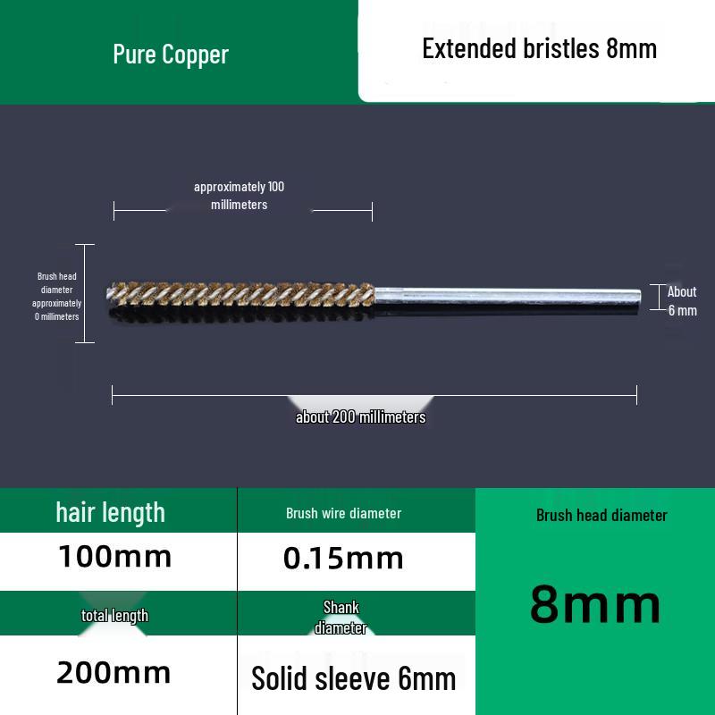 Industrial Rust Removal and Polishing Brush with Handle - Stainless Steel and Copper Wire for Inner Hole Sanding