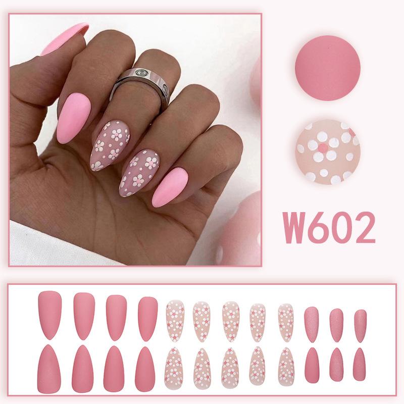 Romantic Floral Wearable Nails - Medium-Long, Fresh, Fairy-like Detachable False Nail Stickers