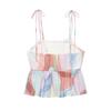 European and American Style, New Women's Clothing, Waist Bow Suspender Lace Pleated Printed Wide-leg Pants