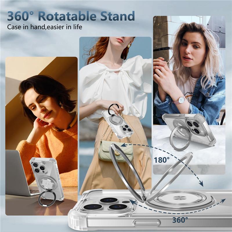 Transparent Magnetic Ring for Magsafe Wireless Charge Cases for IPhone 17 Air 16 Plus 15 14 13 12 11 Pro Max Shockproof Cover