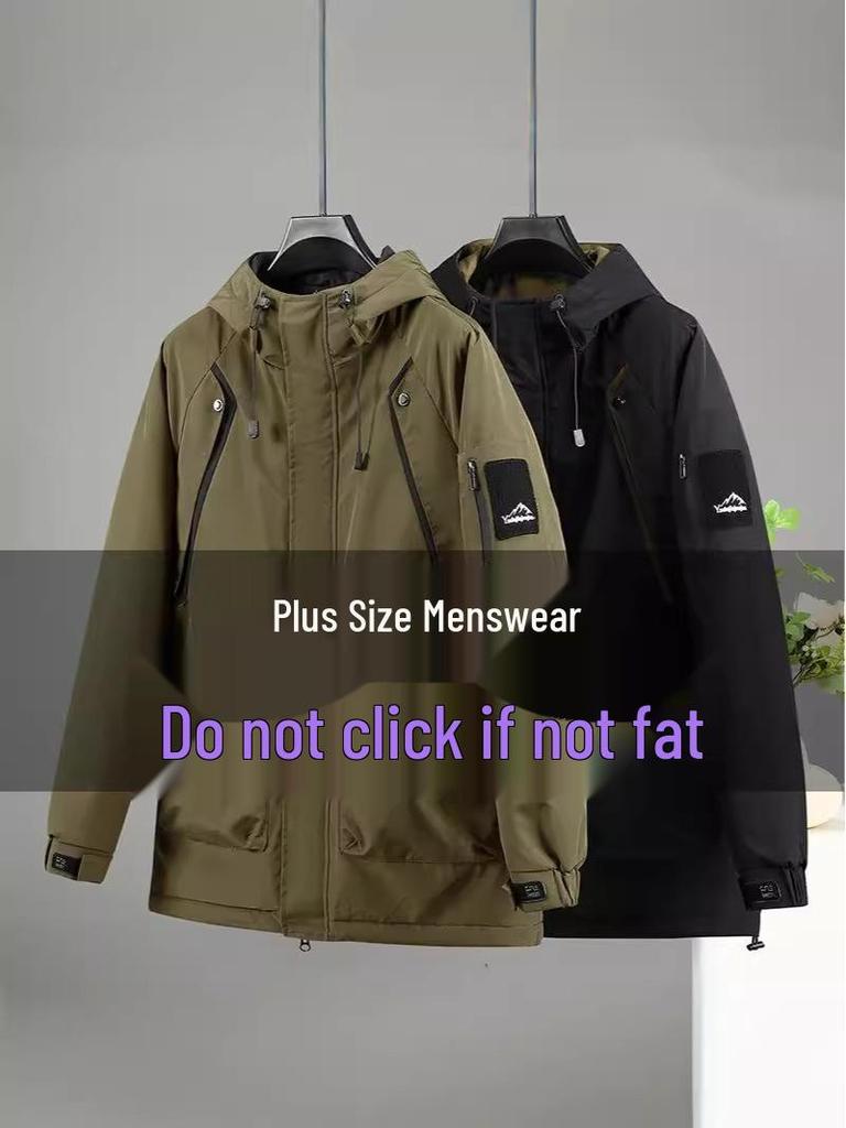 Men's Plus Size Winter Velvet Workwear Jacket, Thick & Loose Fit for Trendy, Extra Fat Sizes