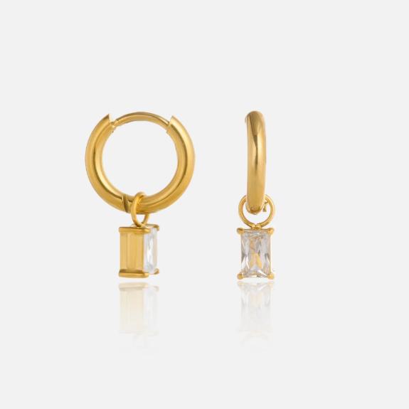Dazan Winter New HOT 18k Gold Plated Hypoallergenic Stainless Steel Modern Korean Clear Teardrop Zircon Mini Tiny Girl Earrings