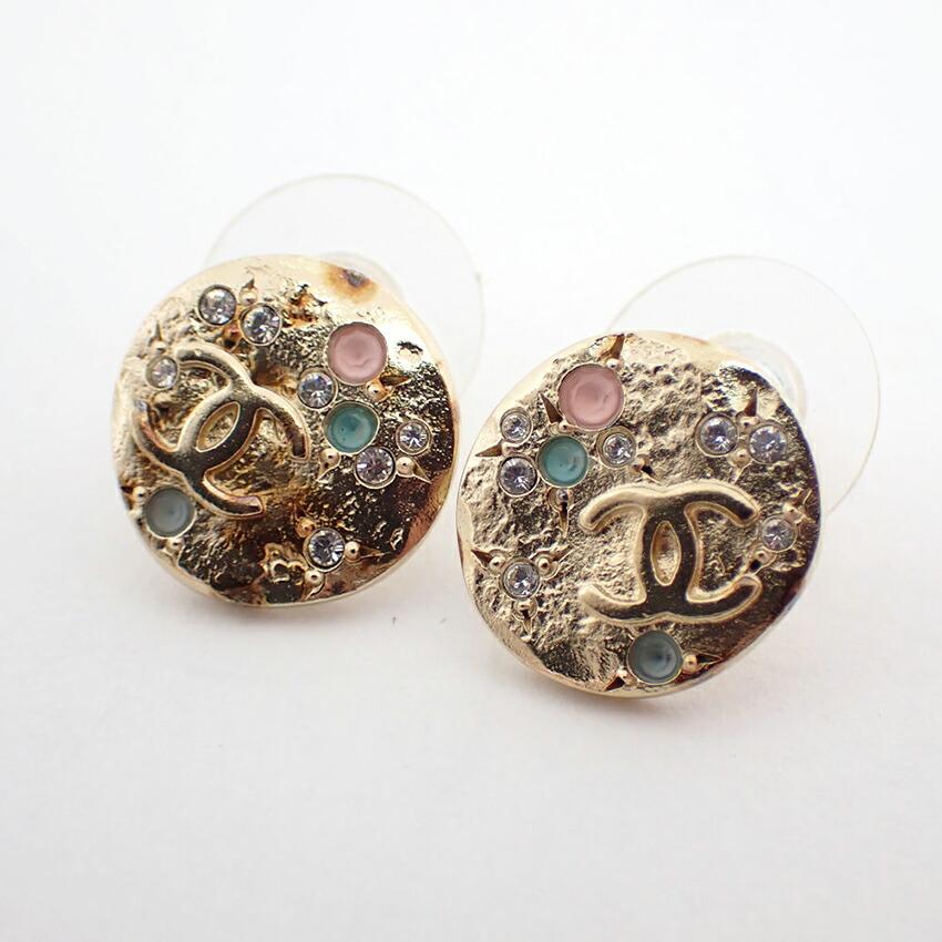 [Used] CHANEL/Chanel Coco Mark Color Stone Earrings/g520-52