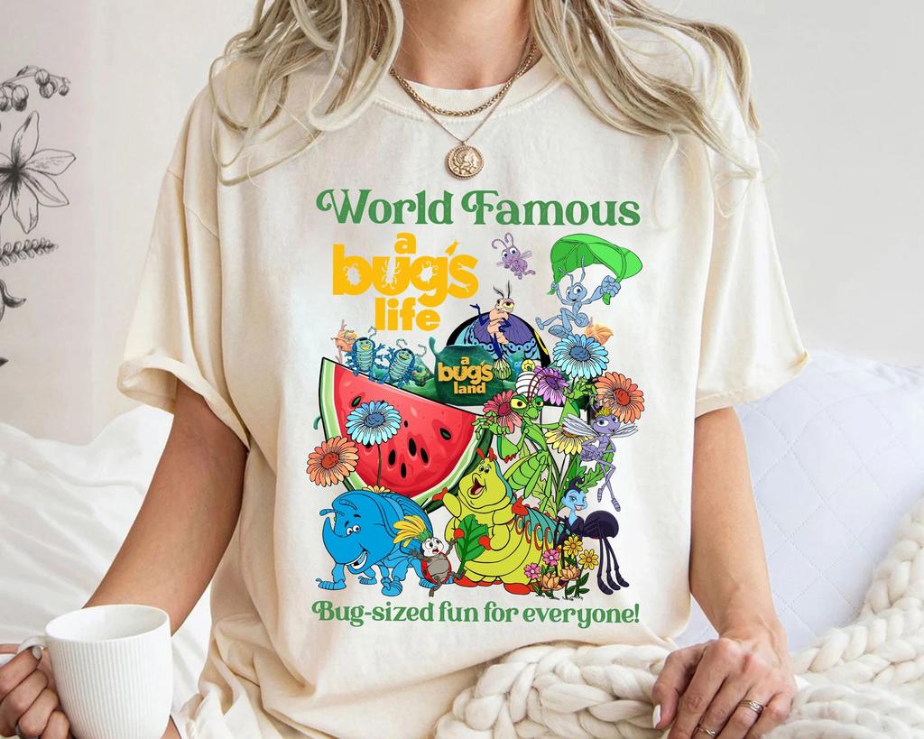 s New Cute Cartoon Bugs Life Group Animation High Quality Printed Unisexs and WoUnisex Short Sleeve Loose Casual TShirt